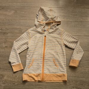 PK Beans Cozy Striped Hoodie for Kids - Peach and White
